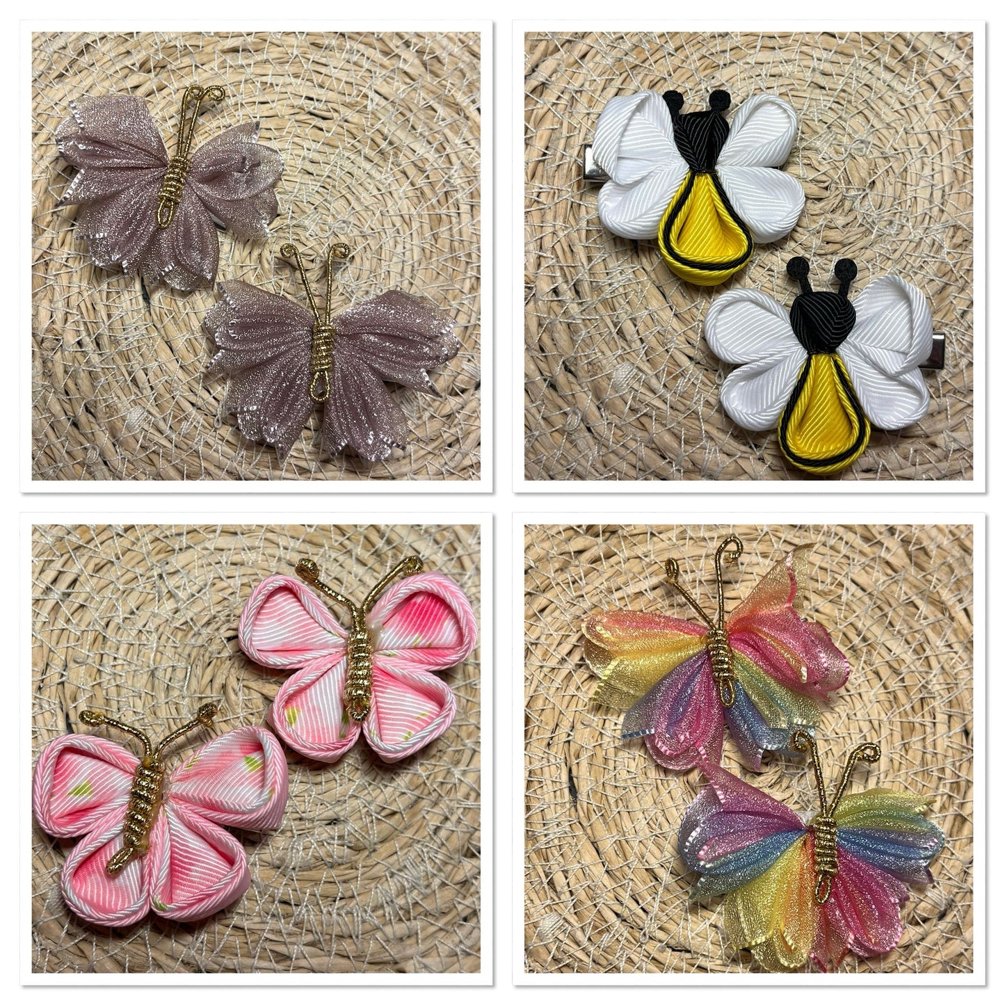 vlinder en bij haarclips